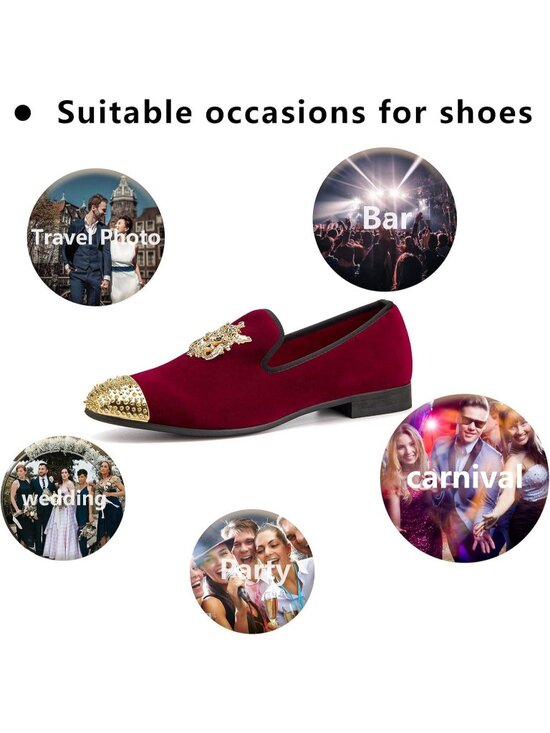 Meijiana Men\'s Red05 Leather Velvet Loafers Embellishments Luxury Formal Shoes main image 5